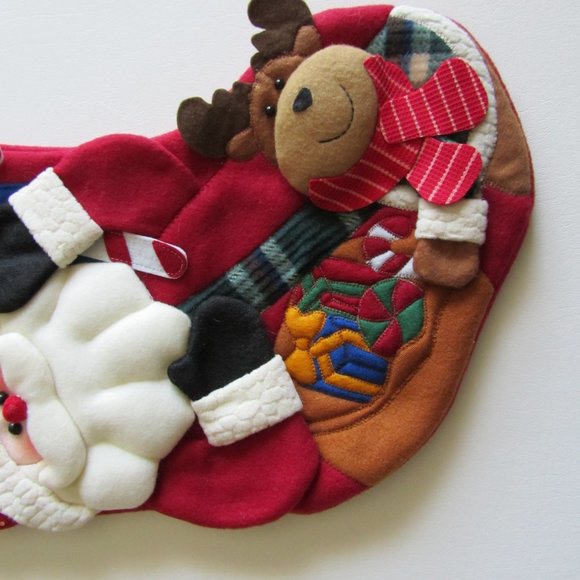 Jingles & Joy 3D Santa & Reindeer Decorative Christmas Stocking Christmas Home - Picture 3 of 12